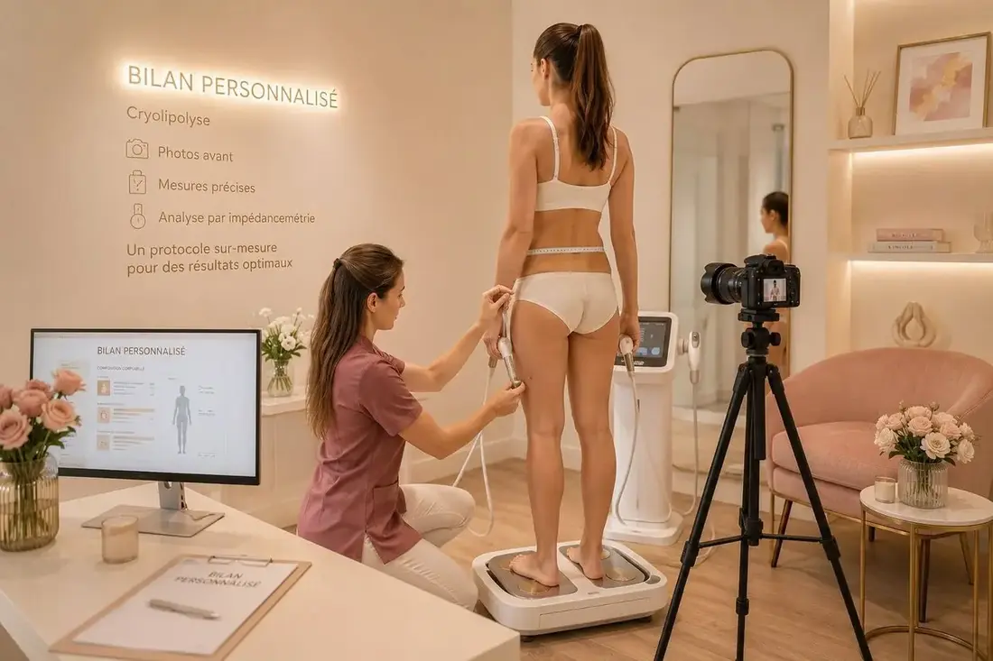 Bilan personnalisé cryolipolyse avec impédancemétrie et photos à Nice — Samantha Esthétique