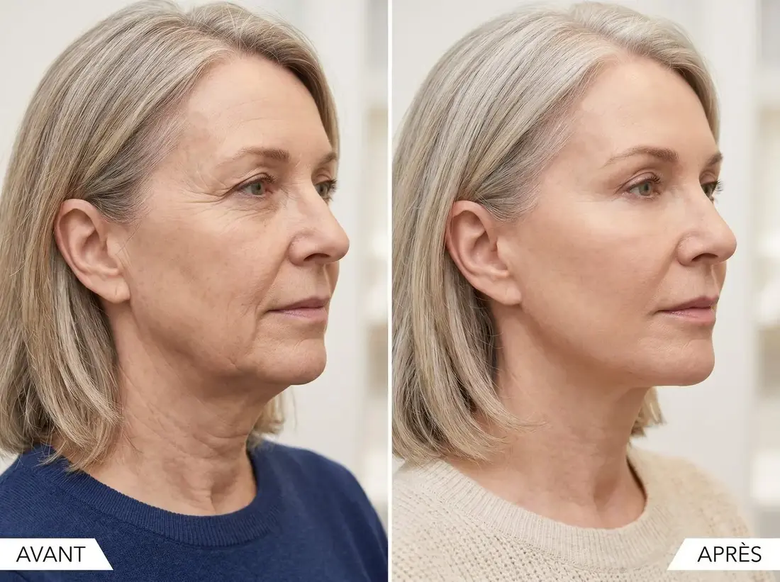 HIFU avant après 3 séances visage Nice — Samantha Esthétique